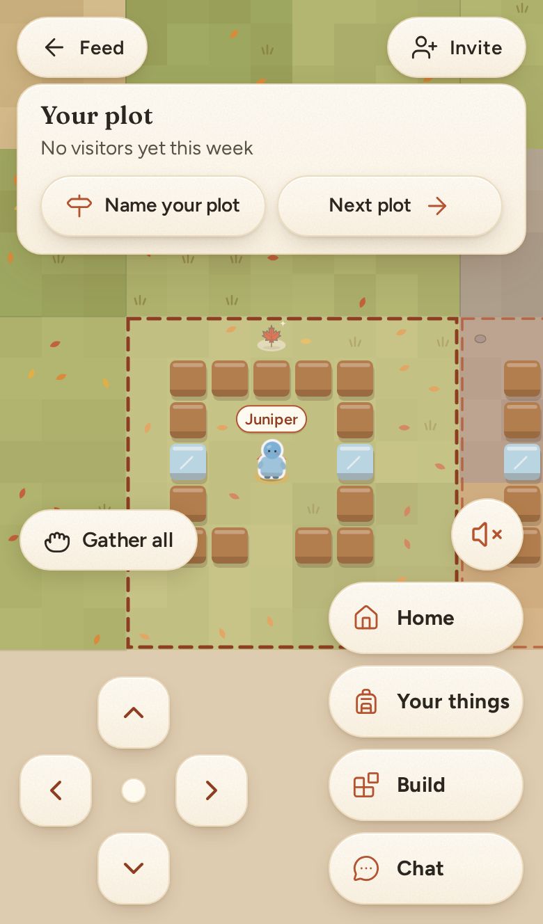 A plot in autumn, with the gather-all button and plot naming