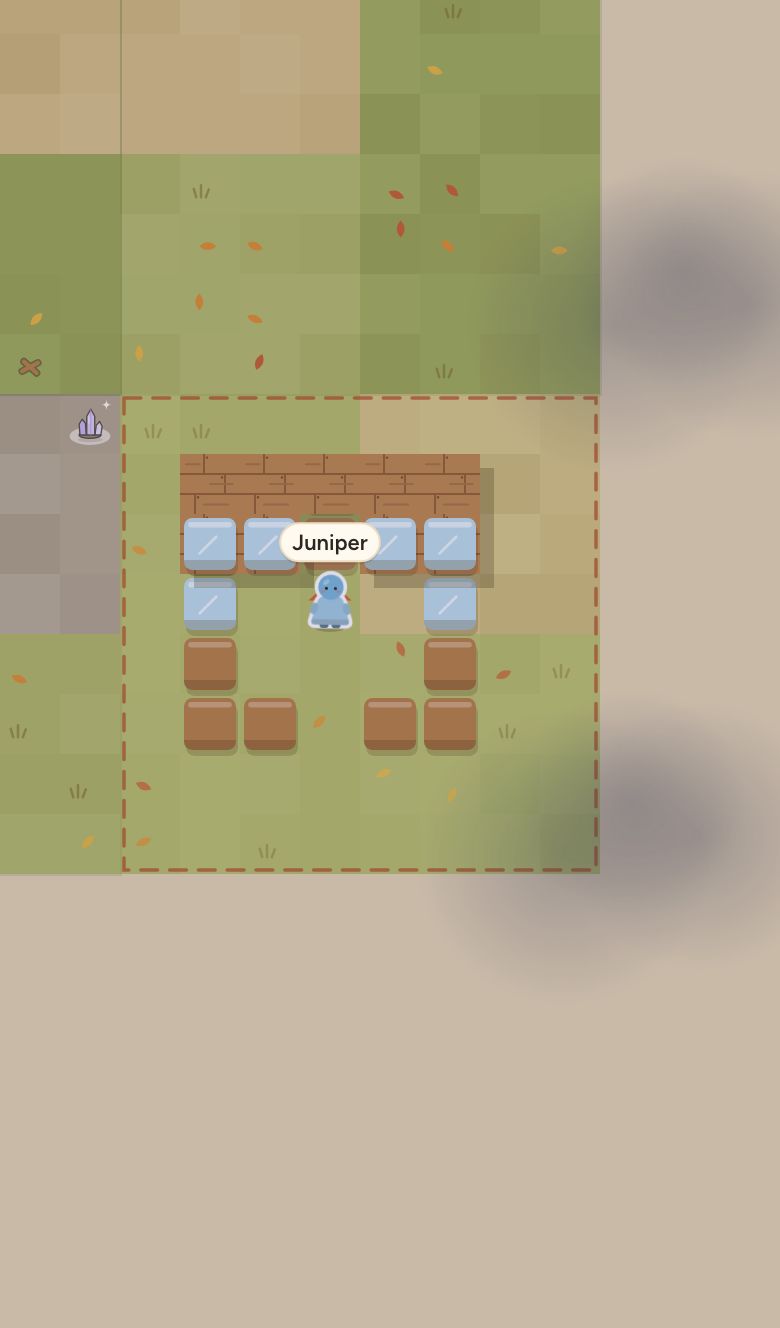 The map from above, a plank loft over the hut with glass along its edge